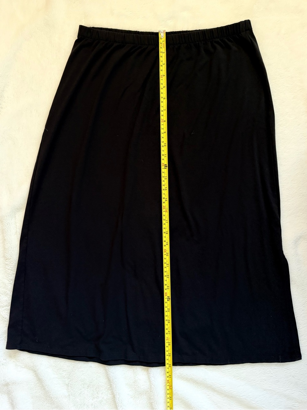 Eileen Fisher Black Stretch Jersey Knit A-Line Midi Skirt - Size Medium - Picture 9 of 11